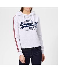 Superdry Vintage Logo League University Crop Hoodie - Gray
