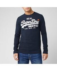 Superdry Mens Vintage Logo Linear Ls Tee Long Sleeve Top
