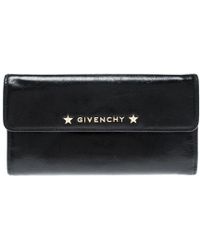 Givenchy Black Logo Star Leather Continental Flap Wallet