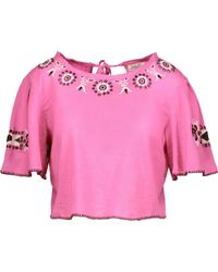 Lyst - Loveshackfancy Gypsy Off-the-shoulder Lace-trimmed Cotton ... LoveShackFancy | Joni Cropped Embroidered Cotton-gauze Top | Lyst
