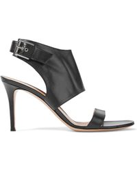 Lyst - Gianvito Rossi Patent Leather T-Strap Lace-Up Sandal in Black