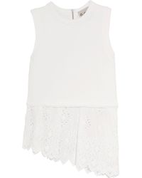 Sea Broderie Anglaise Striped Cotton Poplin-paneled Striped Cotton ... Sea | Broderie Anglaise Voile-paneled Cotton-jersey Top | Lyst