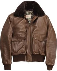 Lyst - Burberry Leather Detail Shearling Aviator Jacket In Brown For Men