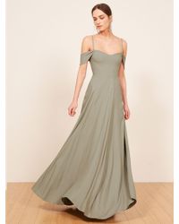 Lyst Reformation Poppy Dress In Green Reformation Poppy Dress Lyst