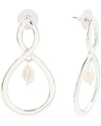 Lyst Tj Ma Made In Turkey 14k Gold Tricolor Circle Dangle Tj Ma Made In Israel Sterling Silver Figure Eight Pearl Earrings Lyst