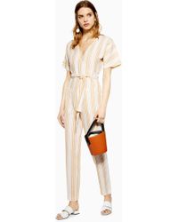 TOPSHOP Combi-pantalon portefeuille rayé - Jaune