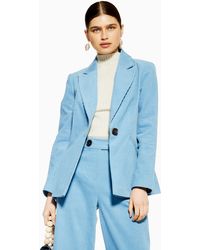 TOPSHOP Blazer en velours côtelé - Bleu