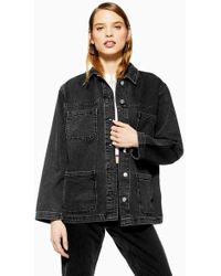TOPSHOP Oversized Denim Shacket - Black