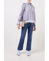 Sacai Gestreifte Bluse mit Spitzendetails Blau/Weiß- Bluse in Blau und Weiß