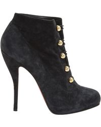 Christian louboutin Snakilta 120 Spiked Leather Ankle Boots in Black | Lyst