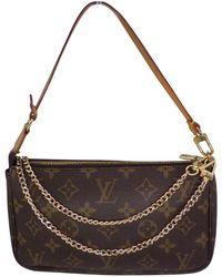 Louis Vuitton - Pre-owned Vintage Pochette Accessoire Brown Cloth Clutch Bags - Lyst