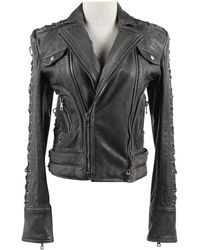 Balmain Leder Blouson - Schwarz