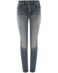 Saint Laurent Mid Waisted Skinny Jean In Dark Vintage Blue Stretch ...