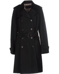 Lyst - Gareth Pugh Leather Trim Wool Blend Coat in Black