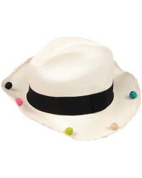 Lyst Laine Bonnet Et Blanc En Fourrure Moncler Coloris vYb7f6gy