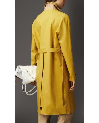 Lyst - Burberry Long Oversize Bonded Cotton Trench Coat in Yellow
