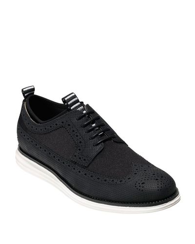 Lyst - Cole Haan Leather Wingtip Brogue Oxfords in Black for Men