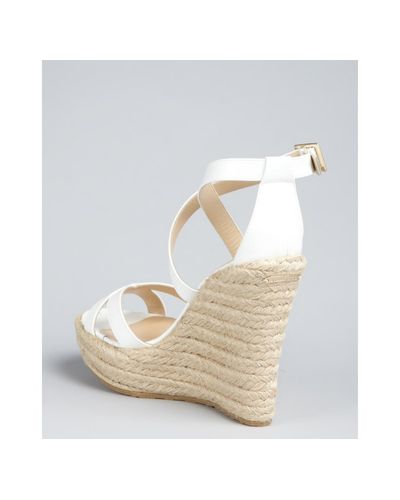 Lyst - Jimmy Choo White Patent Leather Porto Espadrille Wedges in White