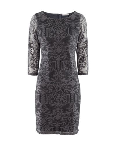 Lyst - H&m Lace Fitted Dress in Gray