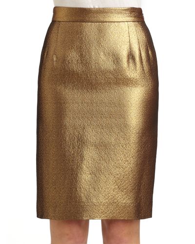 Lyst - Boutique moschino Woven Metallic Pencil Skirt in Metallic