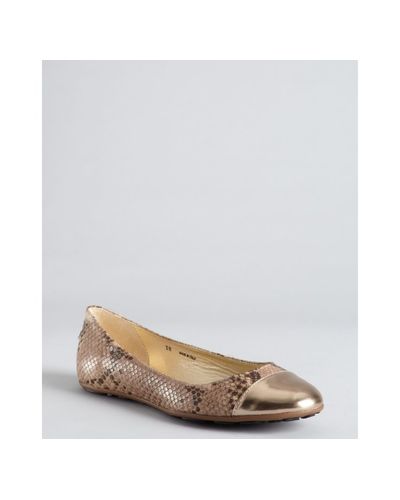 jimmy choo watson cap toe snakeskin embossed leather ballerina flats