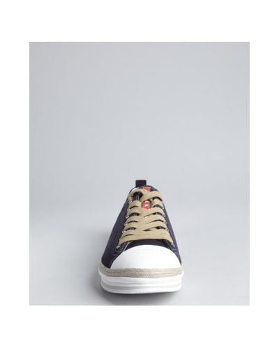 navy blue prada trainers