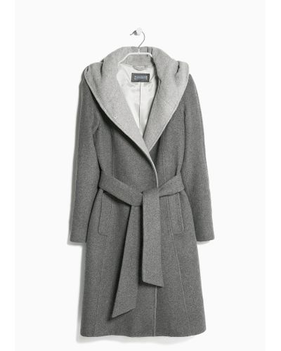 Lyst - Mango Hooded Wool-Blend Coat in Gray