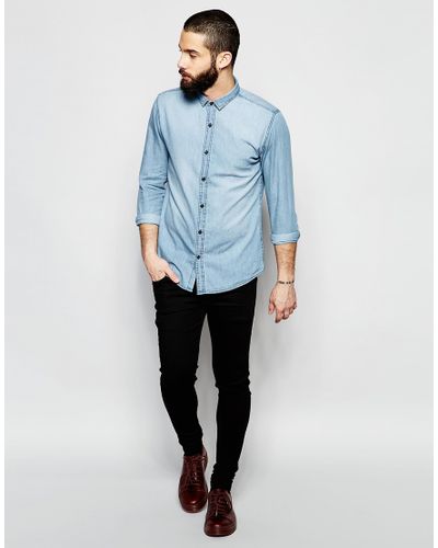only and sons denim shirt
