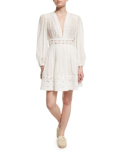 Lyst - Zimmermann Realm Embroidered-panel Dress in White