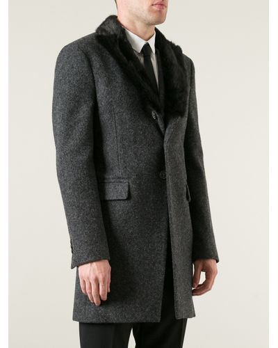 Lyst - DsquaredÂ² Fur Lapels Overcoat in Gray for Men