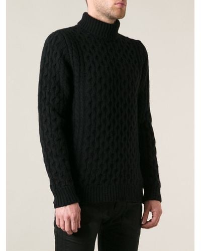 Lyst - Diesel Cable Knit Turtleneck Sweater in Black for Men