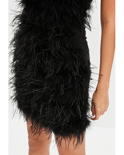 Missguided Black All Over Feather Mini Skirt - Lyst