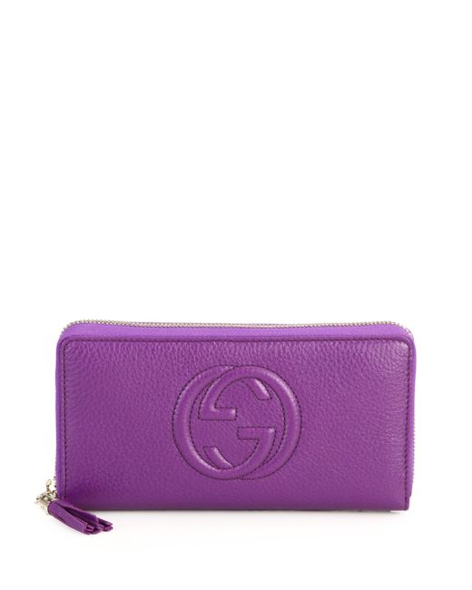 Gucci Soho Leather Zip-around Wallet in Purple | Lyst