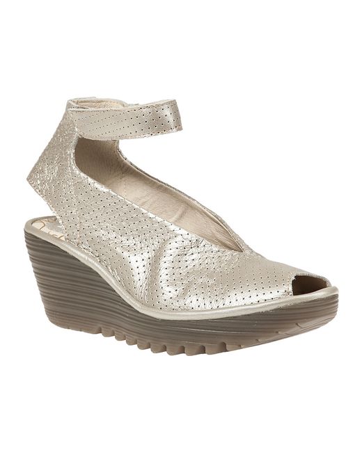 Fly london Yala Metallic Wedge in Silver (Silver Leather