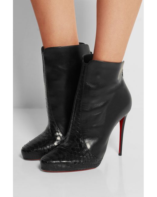 Christian louboutin Gaetanina 85 Python-Skin and Leather Boots in ...