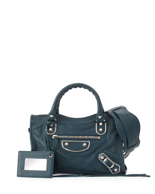 balenciaga metallic edge classic mini city crossbody bag in blue lyst balenciaga metallic edge classic mini city crossbody bag in blue lyst