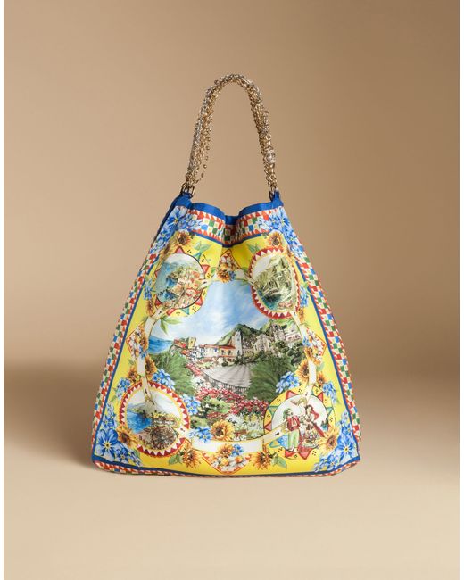 Dolce & gabbana Anita Bag In Printed Silk Twill in Multicolor (Yellow