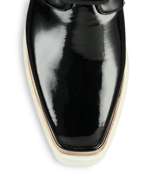 faux patent leather platform oxfords