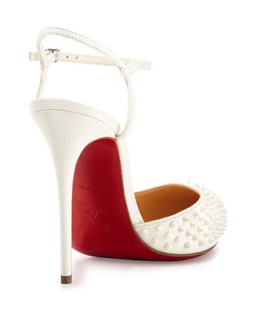 Christian louboutin Baila Studded Leather Pumps in White ...