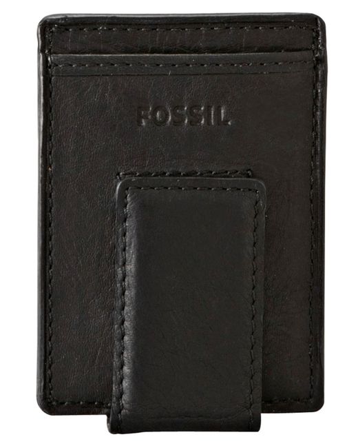 Fossil Ingram Magnetic Card Case Leather Wallet in Black for Men | Lyst