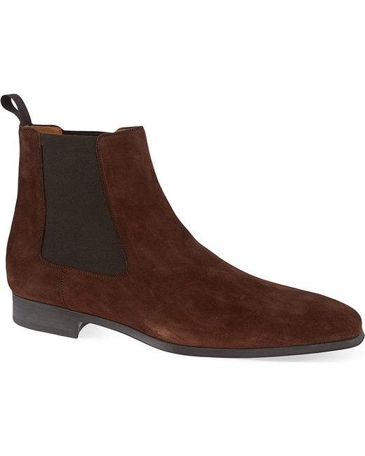 Saks fifth avenue Suede Chelsea Boots in Brown for Men | Lyst