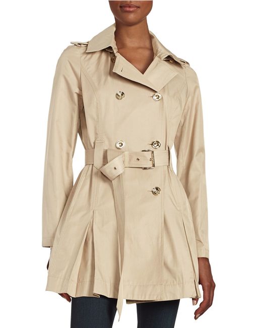 Michael kors Petite Hooded Double-breasted Trench Coat in Beige ...