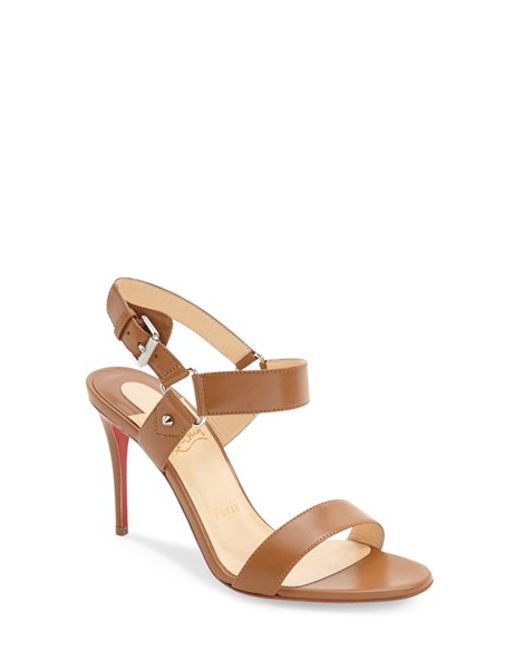 Christian louboutin Sova Buckled Leather Sandals in Brown | Lyst