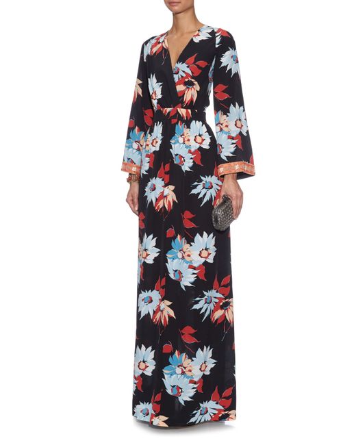 Etro Floral-print Silk-crepe Maxi Dress in Black (BLACK MULTI) - Save 61% | Lyst