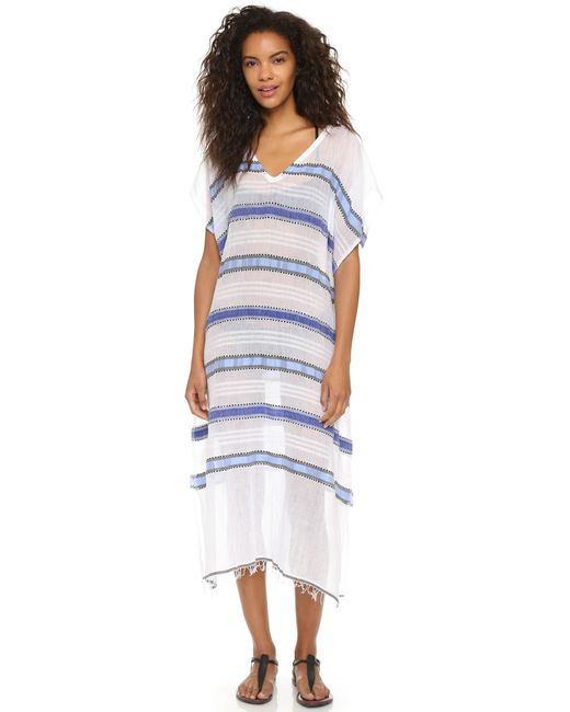 Lemlem Gauze Caftan in White (pat-stripe) - Save 40% | Lyst