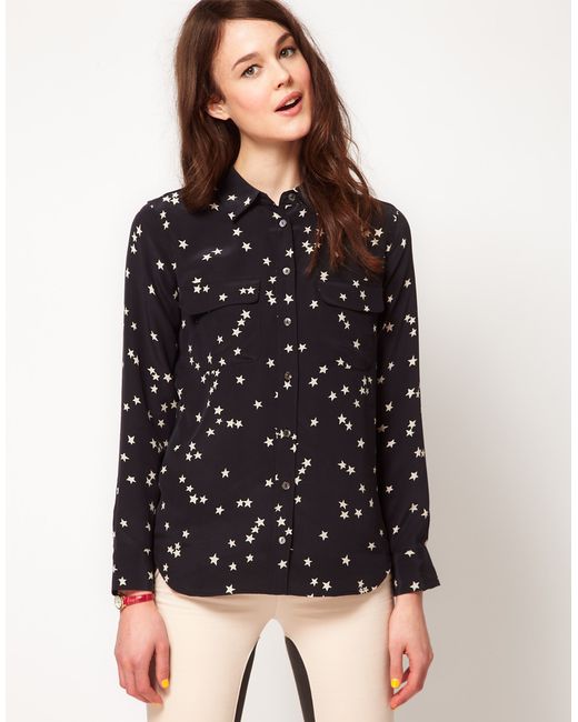 Equipment Black Silk Star Shirt in Black - Save 85% | Lyst