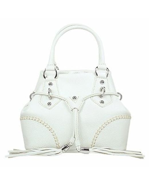 white leather small handbag