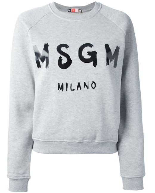 Msgm Logo Print Sweatshirt in Gray - Save 34% | Lyst