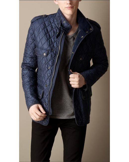Burberry Diamond Quilted Field Jacket in Blue for Men (navy) | Lyst