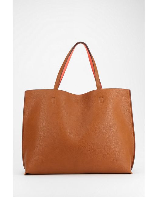 Urban outfitters Reversible Vegan Leather Tote Bag in Brown (BROWN/CORAL) | Lyst
